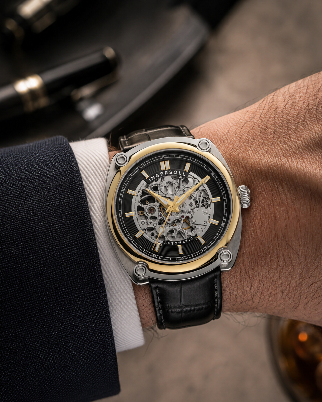 Ingersoll The Michigan Automatic Skeleton Dial Two-Tone Stainless Steel Watch (I13301)