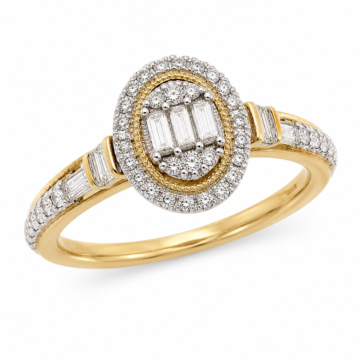 9ct Yellow Gold Oval Cluster Diamond Engagement Ring 1102072