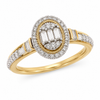 9ct Yellow Gold Oval Cluster Diamond Engagement Ring 1102072