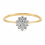 9ct yellow gold diamond flower cluster engagement ring with round brilliant diamonds in white gold setting