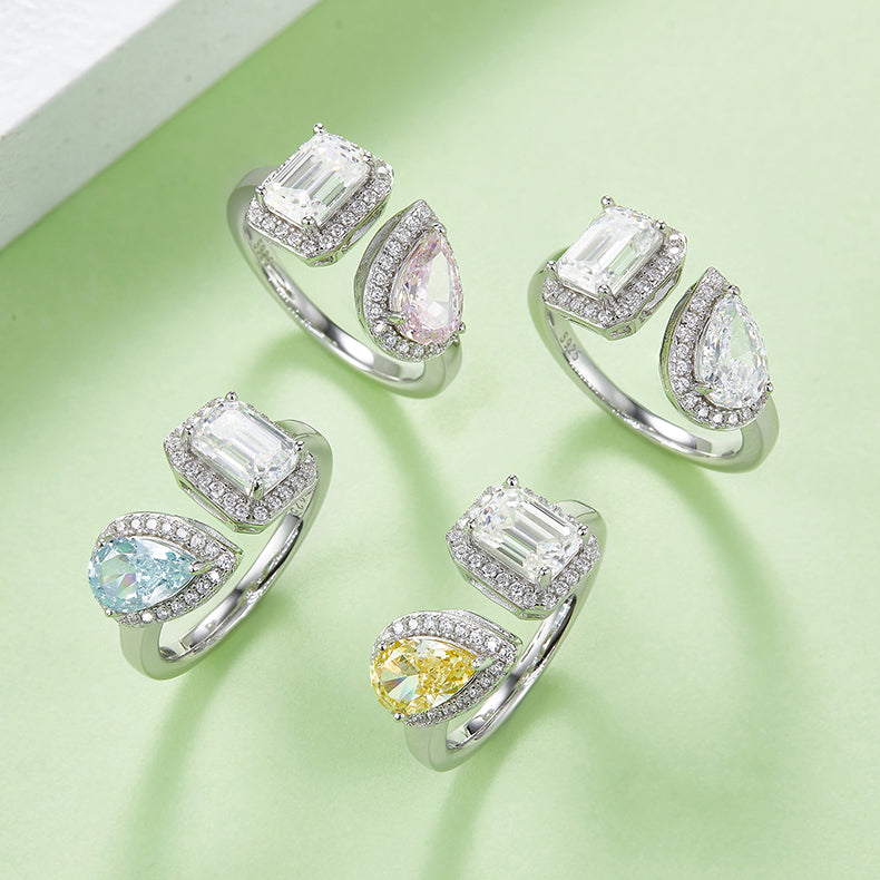Baguette & Yellow Pear Moissanite Ring – M57A - Cassim & Co South Africa