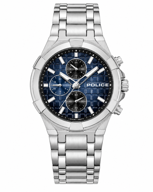 Police Guardian Chronograph Quartz Blue Dial Stainless Steel Watch (PEWGK0082004)