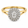 9ct yellow gold oval diamond double halo engagement ring with split shank by Cassim & Co Johannesburg