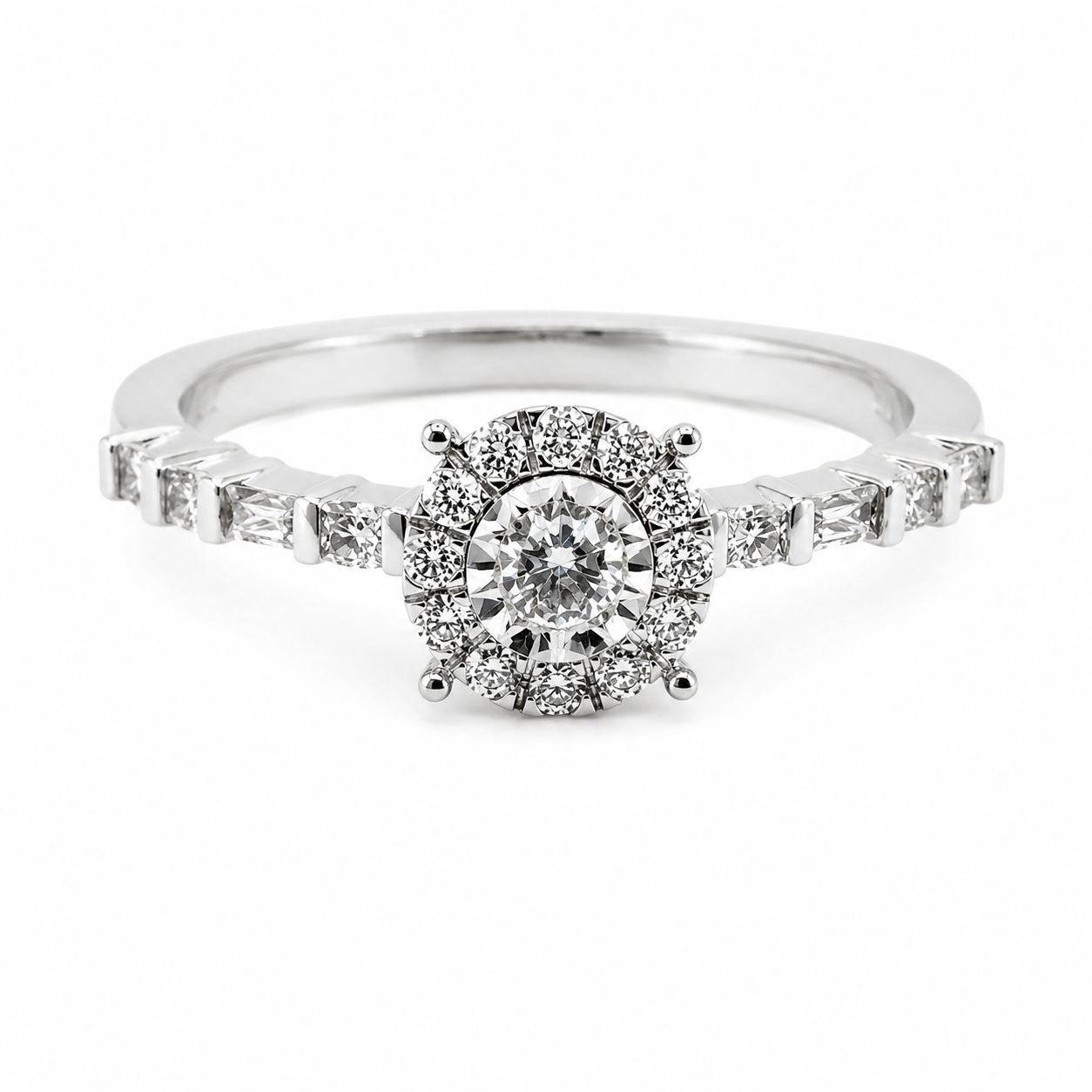 9ct White Gold Round Cluster Diamond Ring 1102156