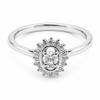 9ct white gold oval cluster diamond engagement ring with halo setting and brilliant cut diamonds