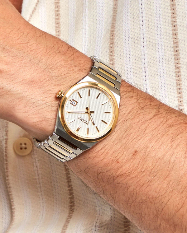 Seiko Classic Quartz White Dial Two-Tone Stainless Steel Watch (SUR558P1)
