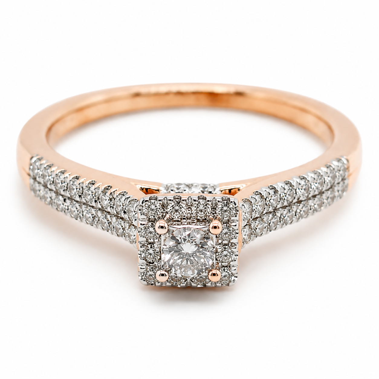 9ct Rose Gold Square Cut Diamond Ring 1102274