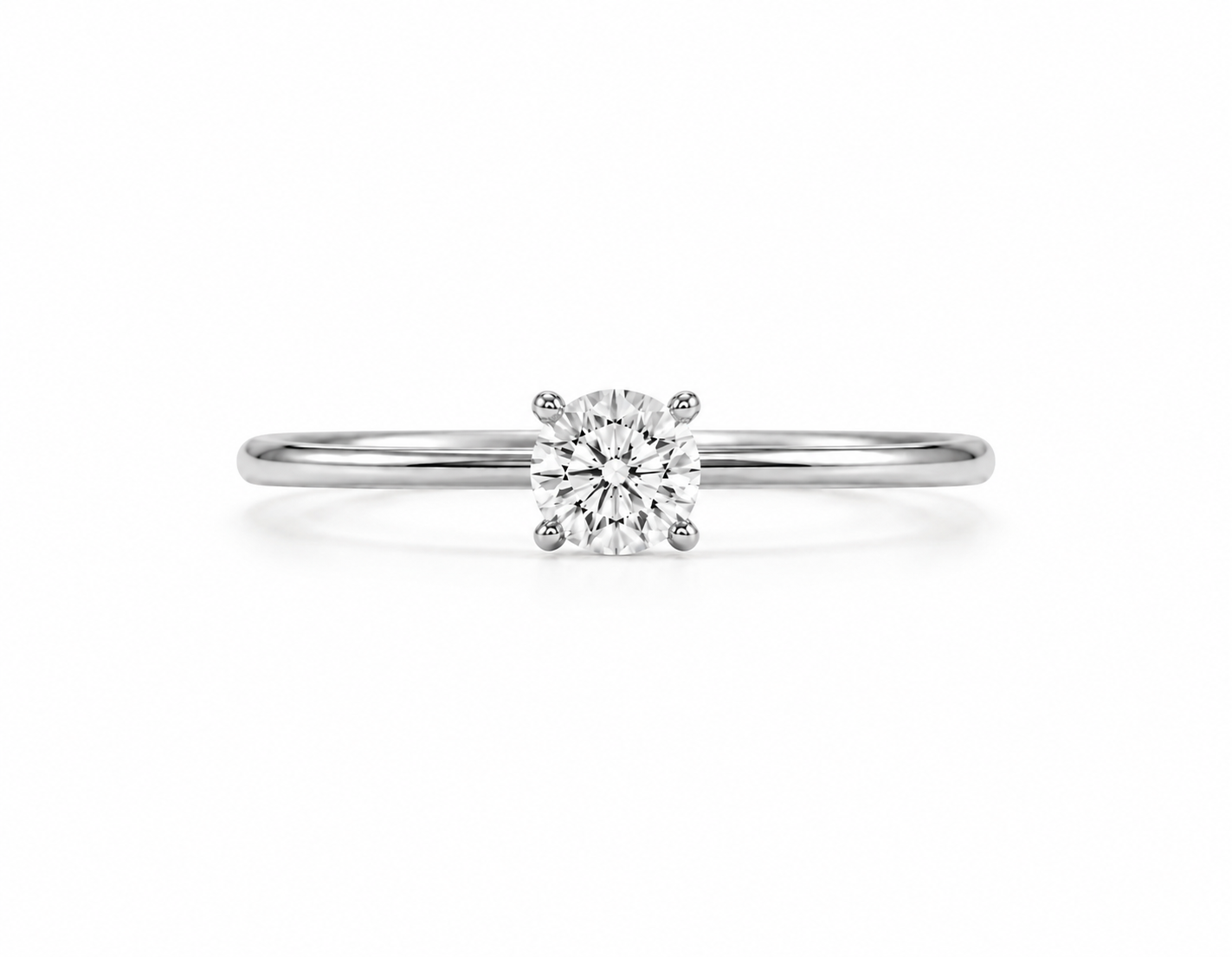 9ct white gold solitaire engagement ring with 0.50ct round lab grown diamond in four-prong setting, Cassims & Co. LR34