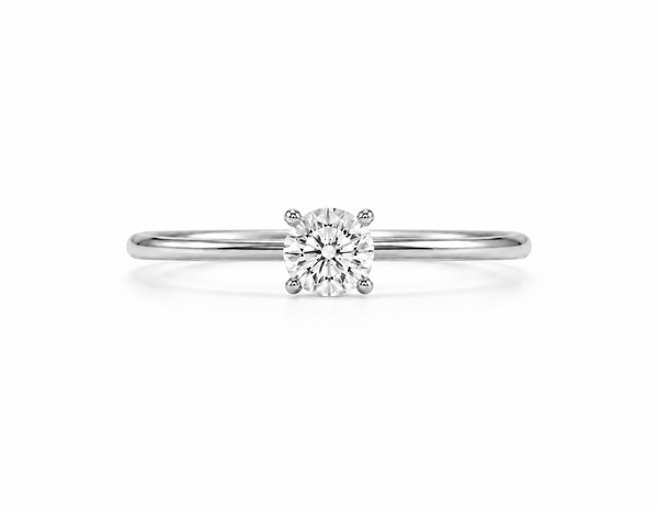 9ct white gold solitaire engagement ring with 0.50ct round lab grown diamond in four-prong setting, Cassims & Co. LR34
