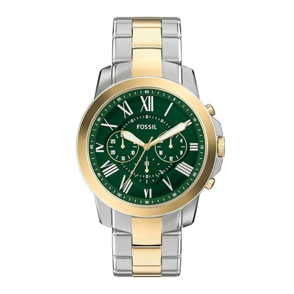 Fossil Grant Chronograph Quartz Green Dial Two-Tone Stainless Steel Watch (FS6131)