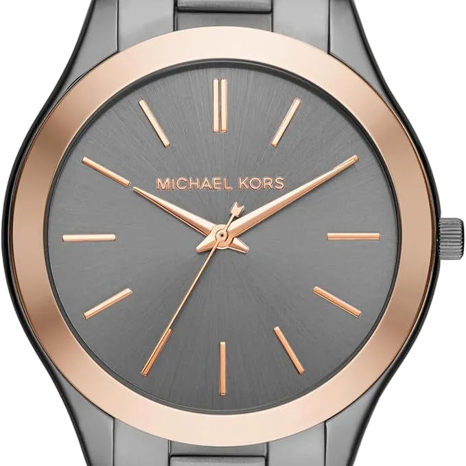 Michael Kors Slim Runway MK8576 grey sunray dial two-tone steel bracelet watch