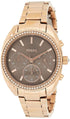 Fossil Vale Sport BQ3659 rose gold-tone chronograph watch with grey sunray dial and crystal-set bezel on stainless steel bracelet