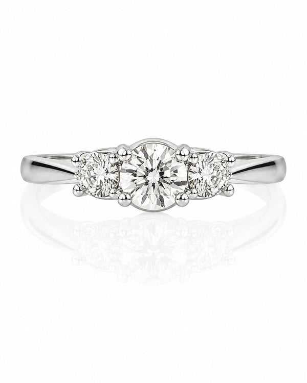 9ct White Gold 1.05ct Lab Grown Diamond Three Stone Engagement Ring (LR24)