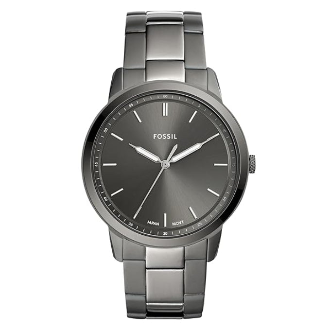 Fossil Minimalist Quartz Grey Dial Smoke Stainless Steel Watch (FS5459)