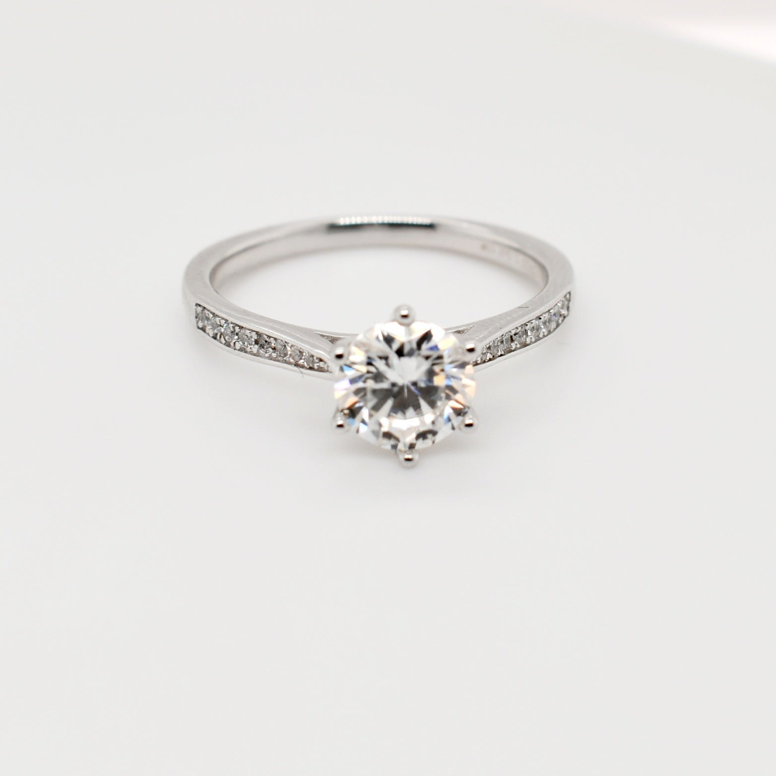 6 Claw 1ct Pave Moissanite Ring