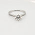 1.00ct round moissanite engagement ring in sterling silver with 6-claw setting and pavé shoulders, Cassim & Co