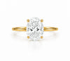 9ct yellow gold engagement ring with 2.00ct oval lab grown diamond in four-prong solitaire setting