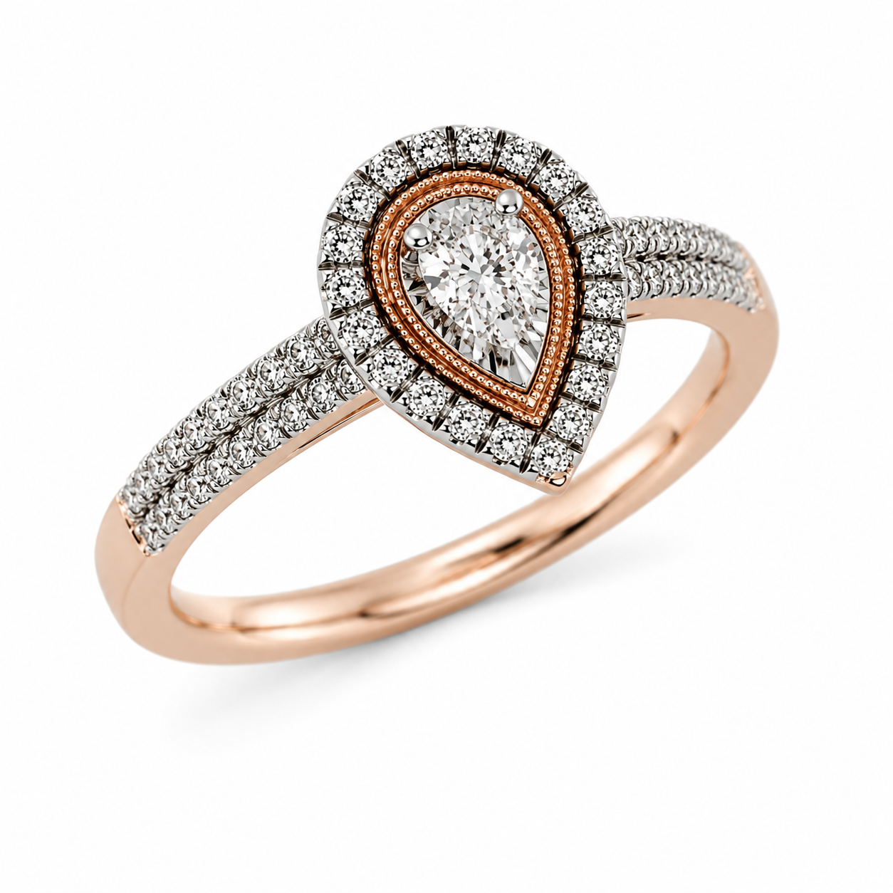 9ct Rose Gold Pear Cluster Diamond Engagement Ring 1102291 - Cassim & Co South Africa