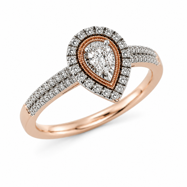 9ct Rose Gold Pear Cluster Diamond Engagement Ring 1102291