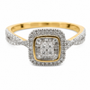 9ct Yellow Gold Cushion Halo Diamond Engagement Ring 1102099