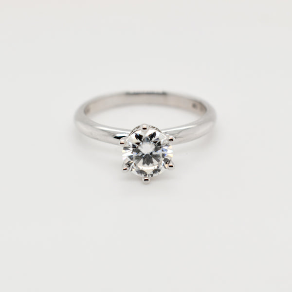 6 Claw 1ct Round Moissanite Ring