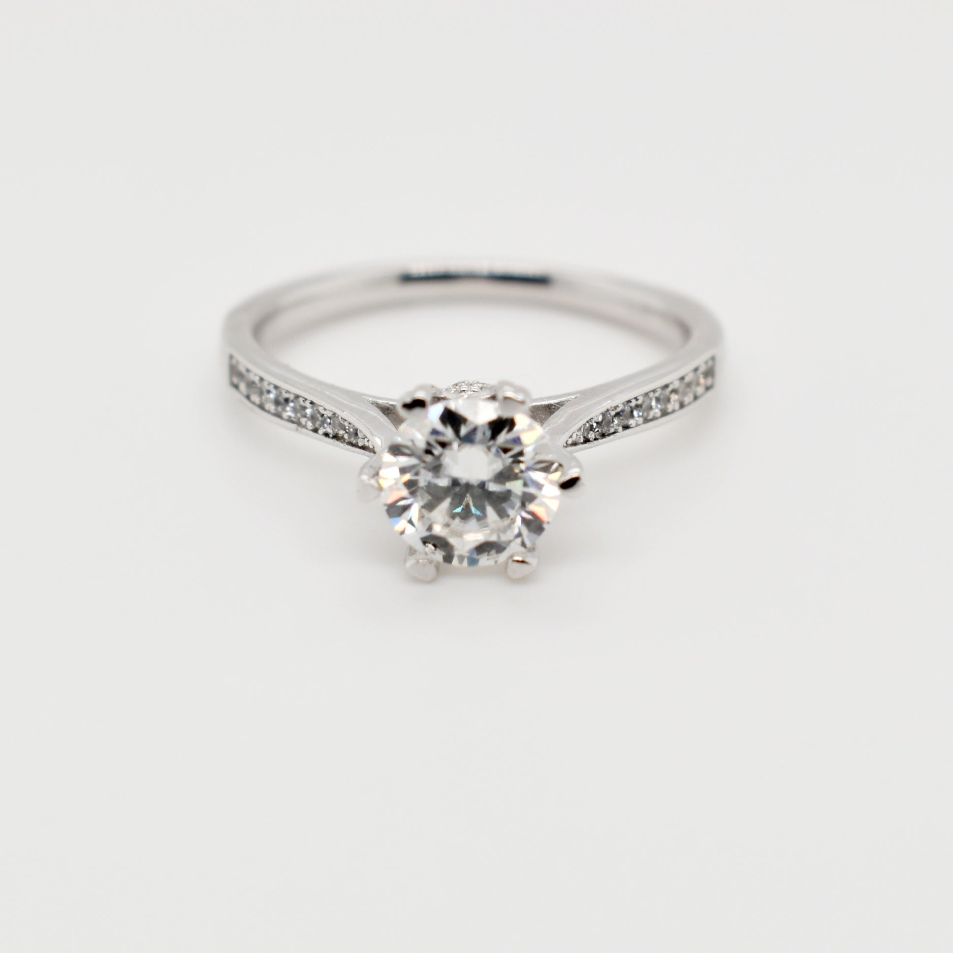 6 Claw 1ct Pave Dress Moissanite Ring