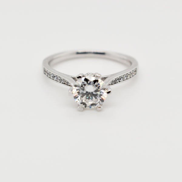 6 Claw 1ct Pave Dress Moissanite Ring