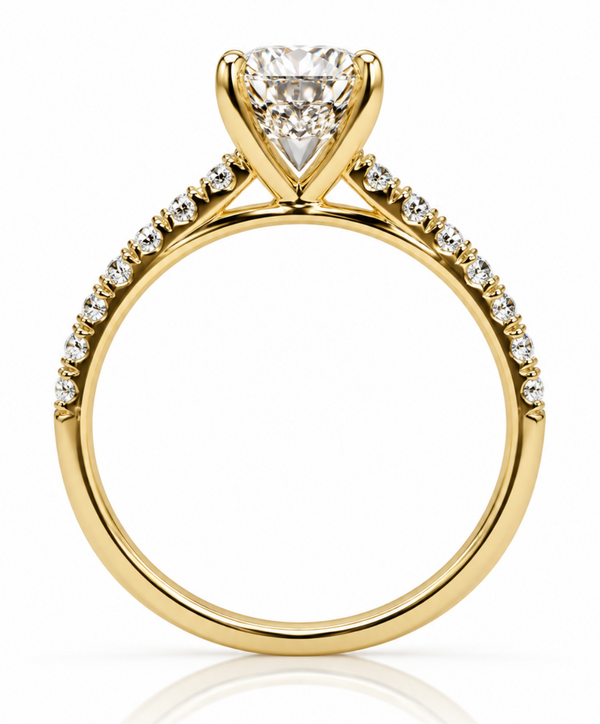 9ct Yellow Gold 1.30ct Round Lab Grown Diamond Engagement Ring (LR58)