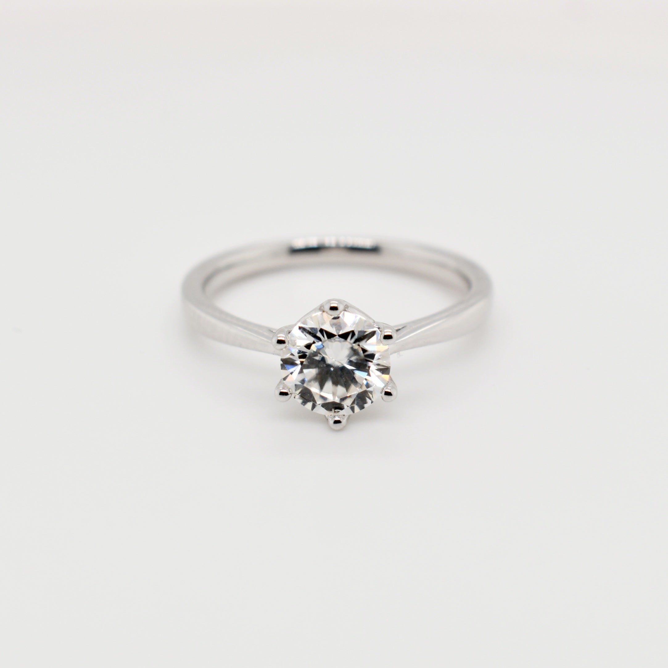 6 Claw 1ct Pave Solitaire Moissanite Ring