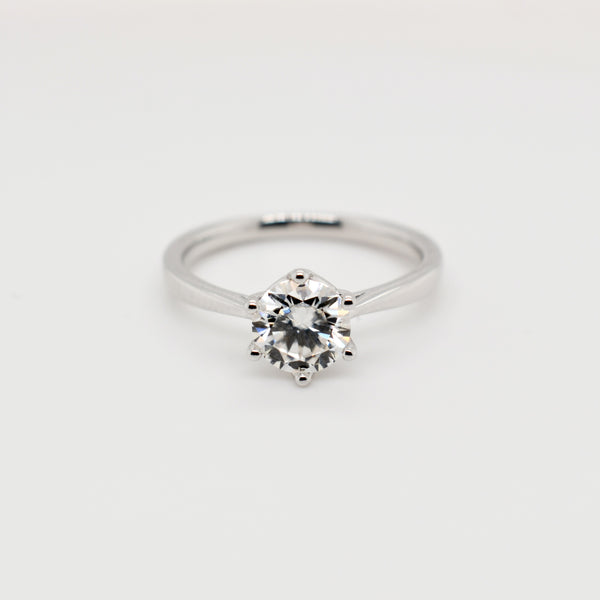 6 Claw 1ct Pave Solitaire Moissanite Ring