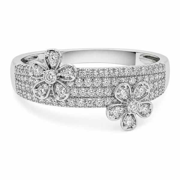 9ct White Gold Flower Cluster Engagement Band 1102300