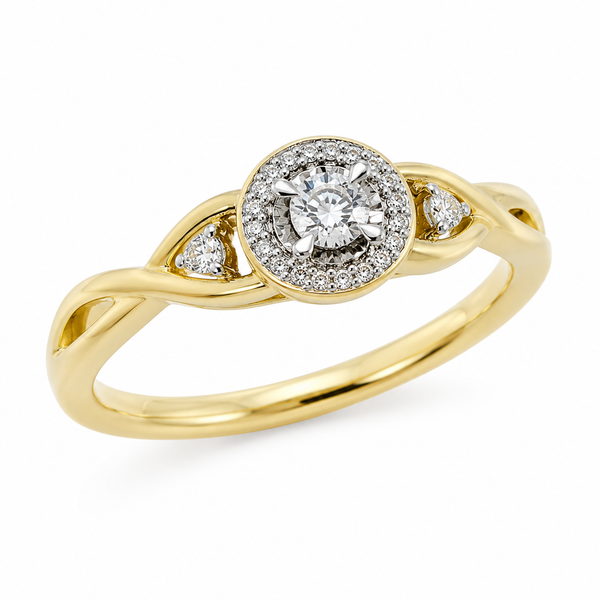 9ct Yellow Gold Pave Diamond Ring 1102257