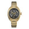 Ingersoll The Wrangler I16902 automatic skeleton dial watch with gold PVD stainless steel case and bracelet on white background