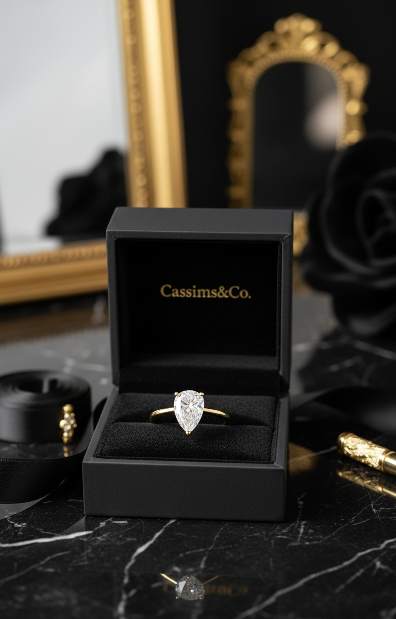 9ct Yellow Gold 1.5ct Pear Shape Lab Grown Diamond Solitaire Engagement Ring (LR27)