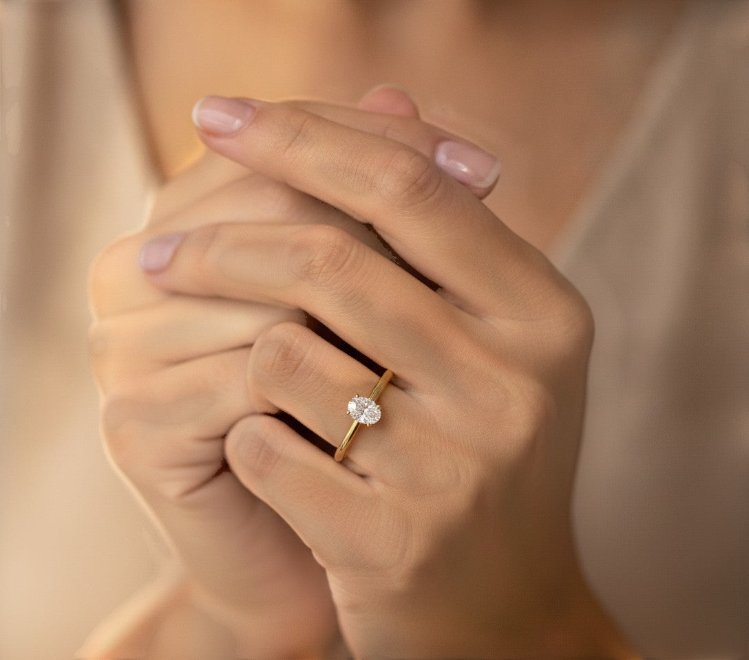9ct Yellow Gold 0.50ct Oval Lab Grown Diamond Solitaire Engagement Ring (LR14)
