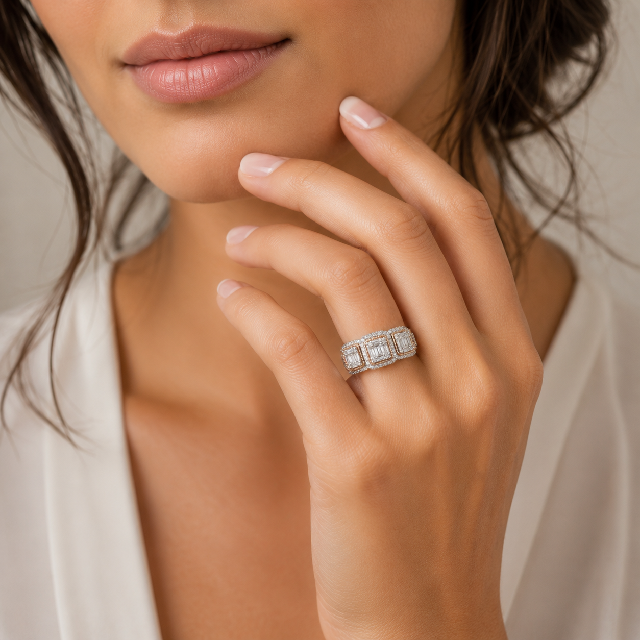 9ct Two Tone Baguette Diamond Ring 1102080