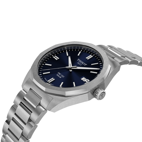 Tissot PRC 100 Solar Quartz Blue Dial 39mm Stainless Steel Watch (T151.422.11.041.00) - Cassim & Co South Africa