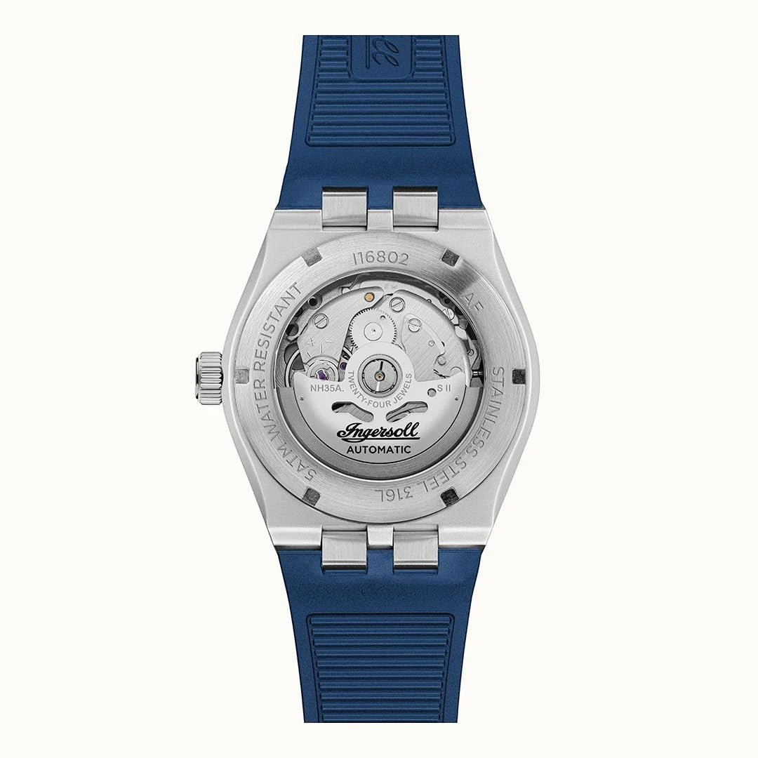 Ingersoll The Rider Automatic Blue Dial Stainless Steel Polyurethane Strap Watch (I16802) - Cassim & Co South Africa