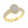 9ct Yellow Gold Cluster Halo Diamond Ring 1102273