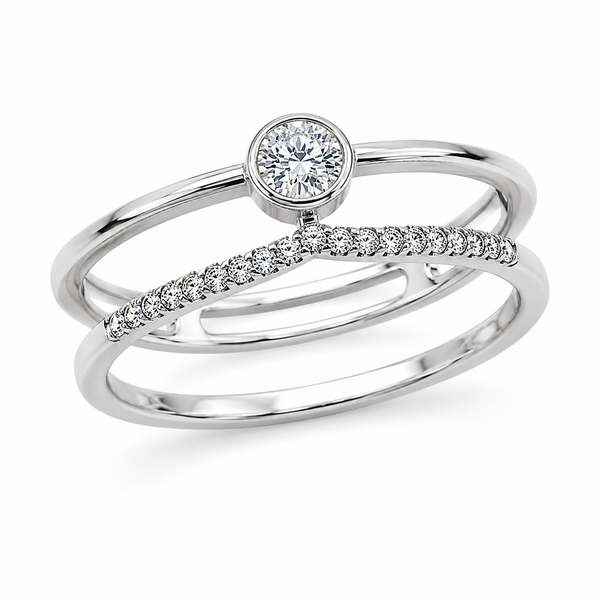 9ct White Gold Round Eternity Diamond Engagement Band 1102301