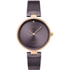 Obaku Diamant Quartz Brown Sunray Dial Rose Gold Mesh Bracelet Ladies Watch (V256LXVNMN)