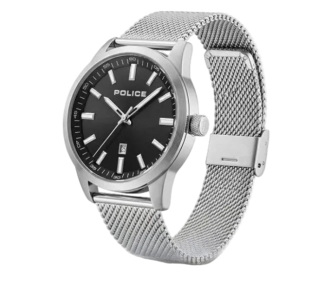 Police Quartz Black Dial Stainless Steel Mesh Bracelet Watch (PEWGH2239201)