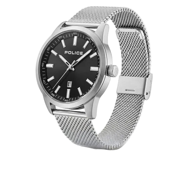 Police Quartz Black Dial Stainless Steel Mesh Bracelet Watch (PEWGH2239201)