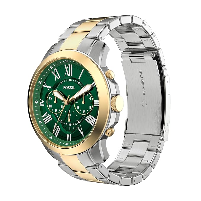 Fossil Grant Chronograph Quartz Green Dial Two-Tone Stainless Steel Watch (FS6131)
