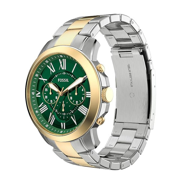 Fossil Grant Chronograph Quartz Green Dial Two-Tone Stainless Steel Watch (FS6131)
