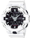 Casio G-Shock GA-700-7ADR white resin analogue-digital watch with black dial and 200m water resistance