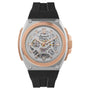 Ingersoll The Motion I11703 automatic skeleton dial watch with two-tone stainless steel case and black rubber strap