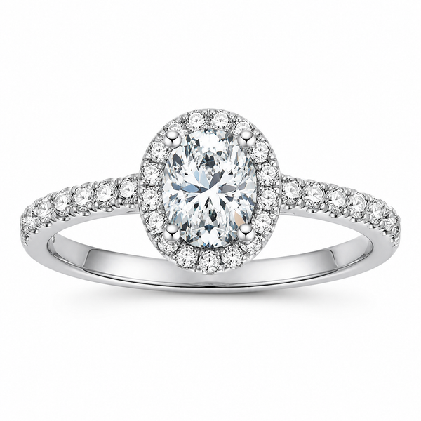 Oval Cut Moissanite Halo M96B