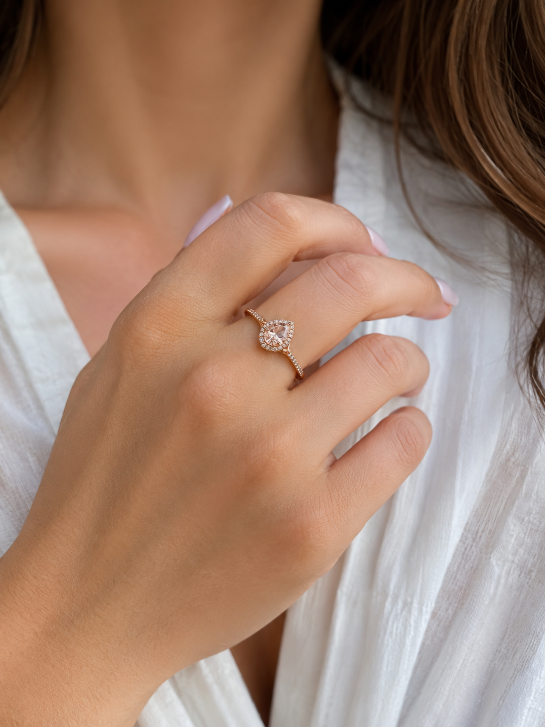 9ct Rose Gold Morganite & Diamond Engagement Ring 1102265