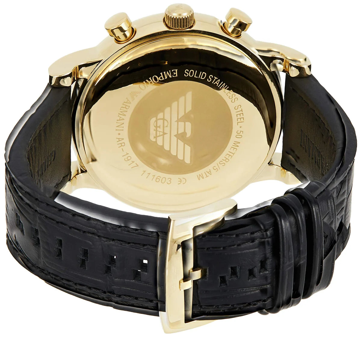 Emporio Armani Luigi Quartz Chronograph Black Dial Gold-Tone Watch (AR1917)